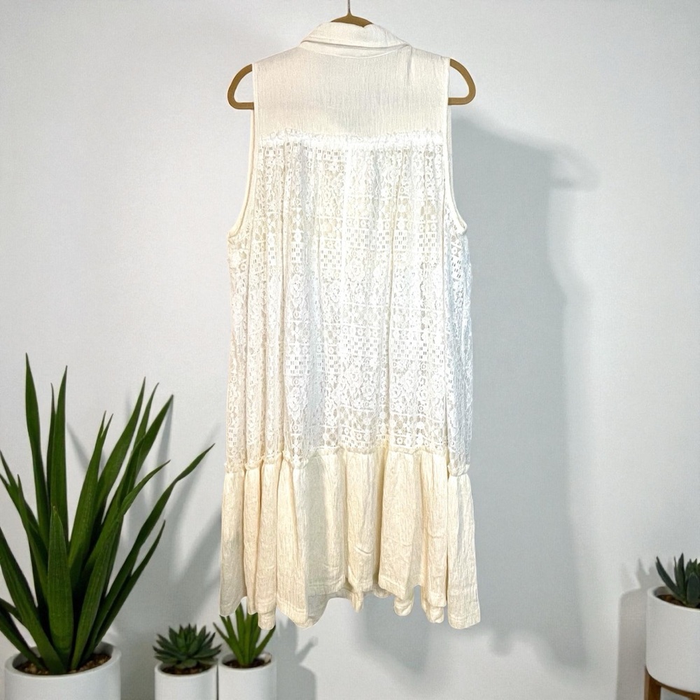 New POL Cream Textured Sleeveless lace Tunic dress top - Picture 4 of 7